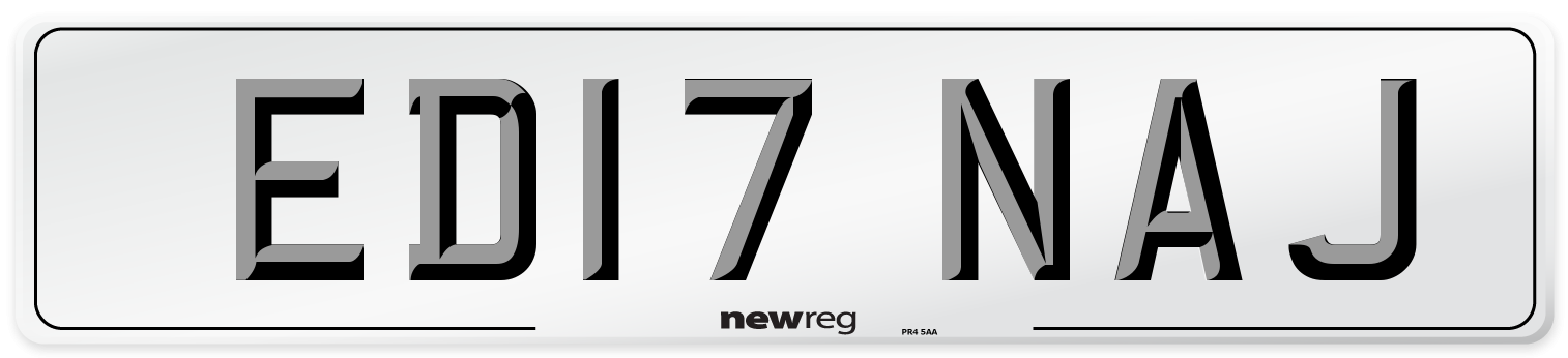 ED17 NAJ Number Plate from New Reg